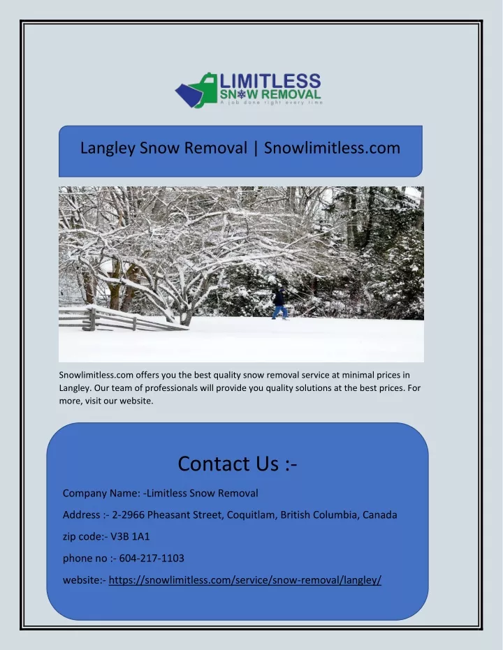 langley snow removal snowlimitless com