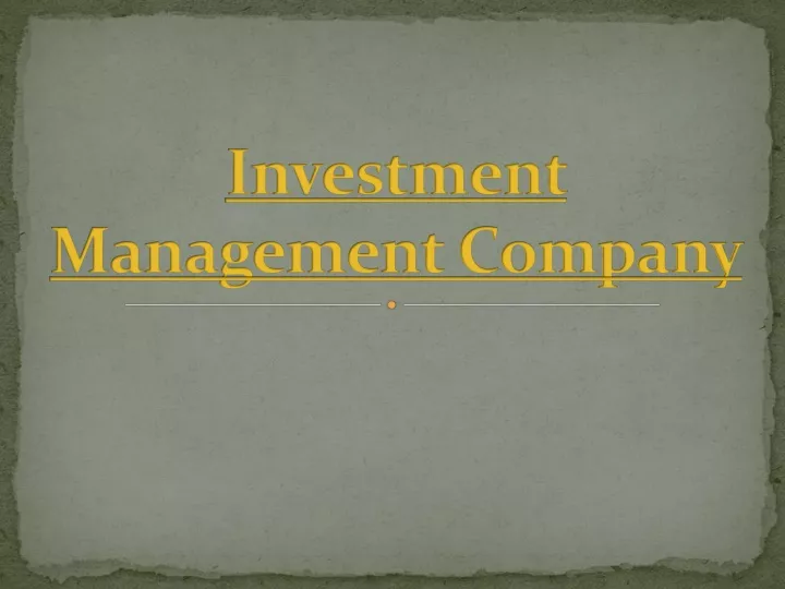 investment management company