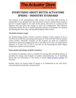 Everything About Bettis Actuators Spring – Industry Standard