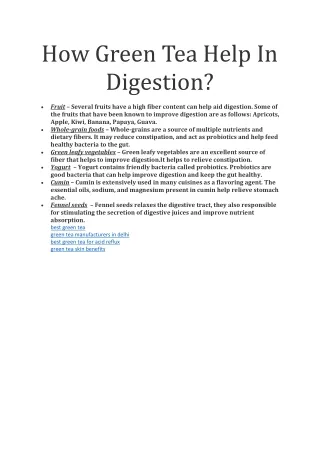 how green tea help in digestion