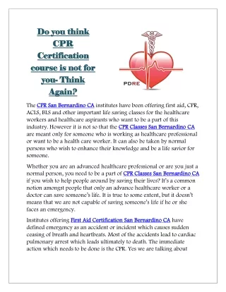 CPR Certification San Bernardino CA