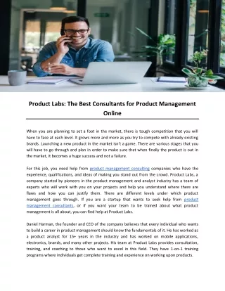Product Labs: The Best Consultants for Product Management Online