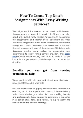 how to create top notch assignments with essay
