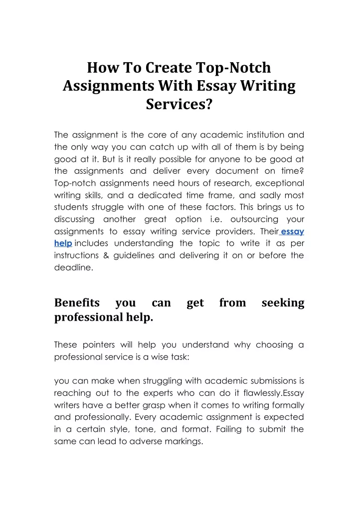 how to create top notch assignments with essay