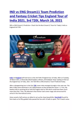 ind vs eng dream11 team prediction and fantasy