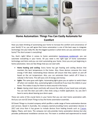 Home Automation: Things You Can Easily Automate for Comfort