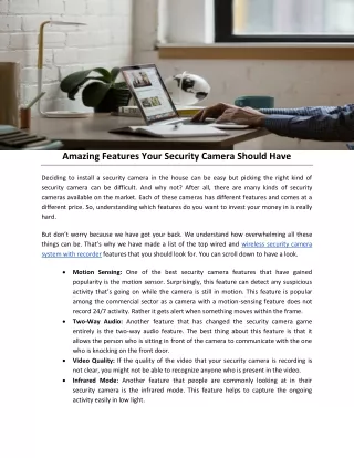 Amazing Features Your Security Camera Should Have