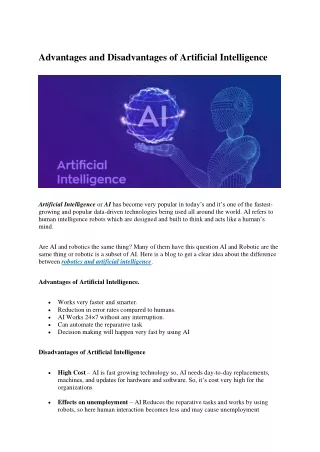 advantages and disadvantages of artificial