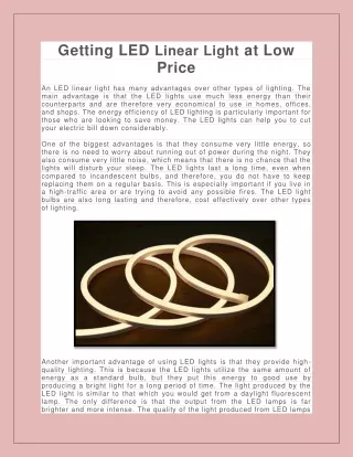 getting led linear light at low price