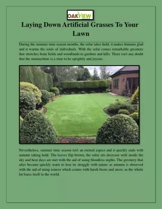 laying down artificial grasses to your lawn