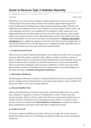 guide to reverse type 2 diabetes naturally