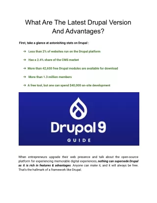Latest drupal version &amp; advantages | Drupal CMS Development