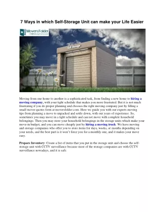 7 ways in which self storage unit can make your