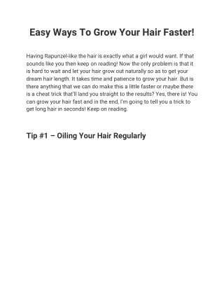 Easy Ways To Grow Your Hair Faster!