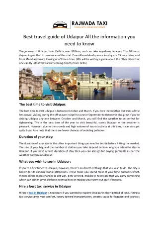 Best travel guide of Udaipur All the information you need to know