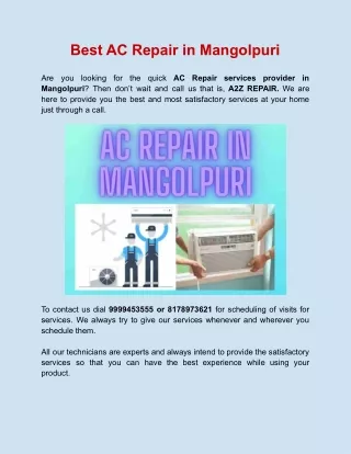 Best AC Repair in Mangolpuri