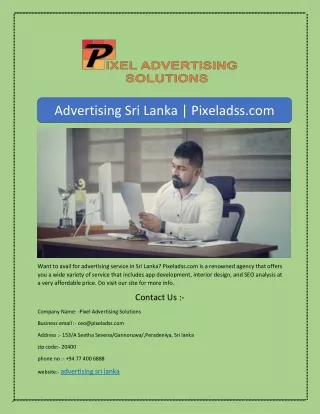 Advertising Sri Lanka | Pixeladss.com