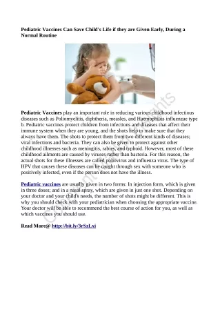 pediatric vaccines can save child s life if they