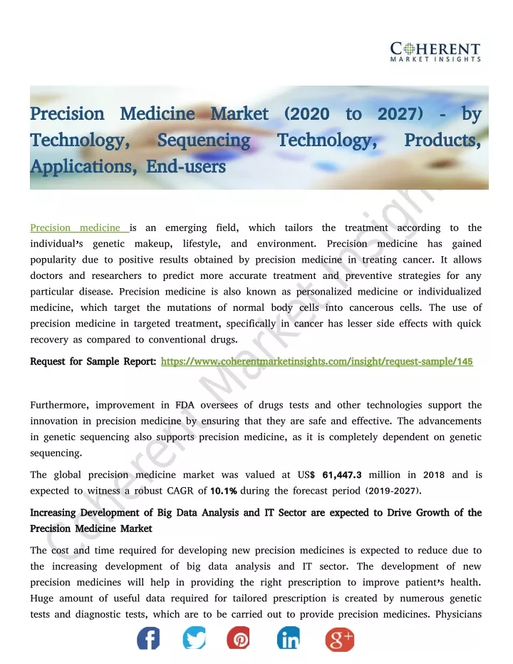 precision medicine market 2020 to 2027