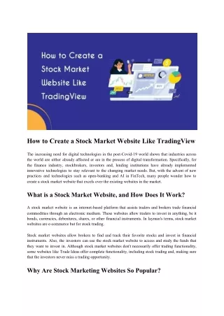how to create a stock market website like