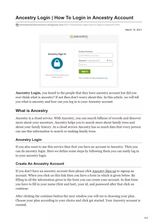 Ancestry Login | How to Login In Ancestry Account
