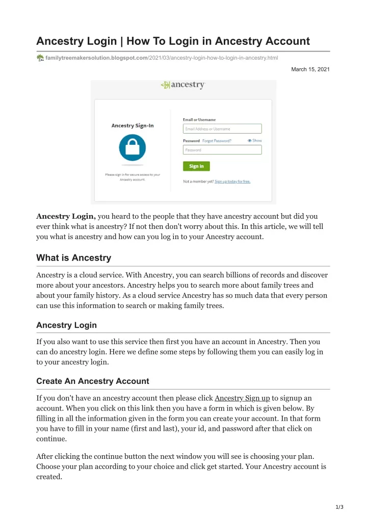 ancestry login how to login in ancestry account