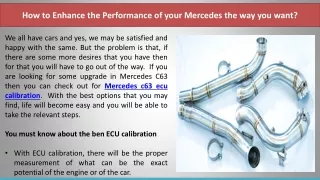 How to Enhance the Performance of your Mercedes the way you want?
