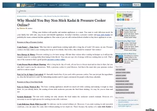 Why Should You Buy Non Stick Kadai & Pressure Cooker Online