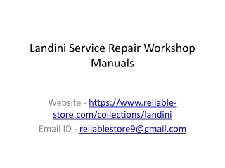 Landini Service Repair Workshop Manuals