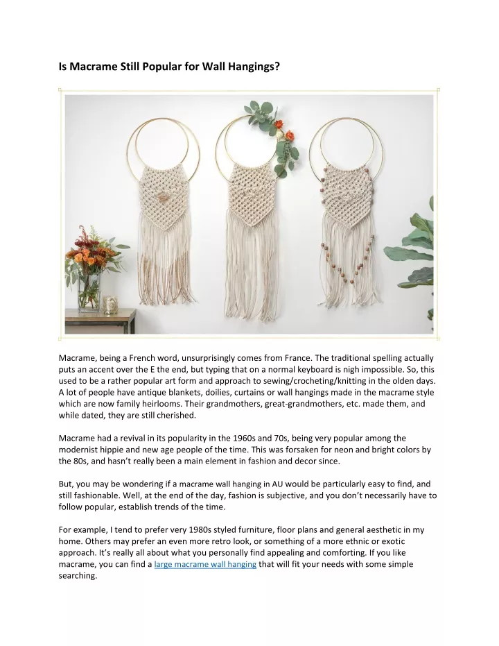 is macrame still popular for wall hangings