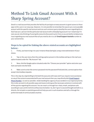 Method To Link Gmail Account With A Sharp Spring Account
