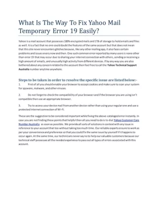 What Is The Way To Fix Yahoo Mail Temporary Error 19 Easily?