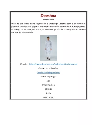 Buy Mens Kurta Pajama for Wedding | Deeshna.com