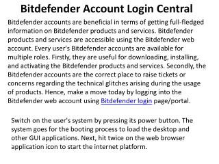 How to Create a Bitdefender Central Account?