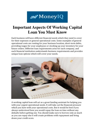 Important Aspects Of Working Capital Loan You Must Know