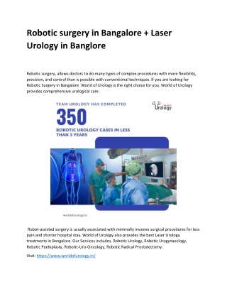 robotic surgery in bangalore laser urology