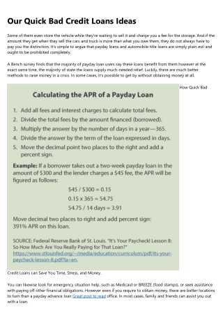 Bad Credit Fast Payday Loans Can Be Fun For Anyone