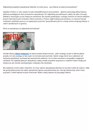 najbardziej po dane specjalizacje lekarskie