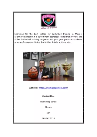 College Basketball Camp | Miamiprepschool.com