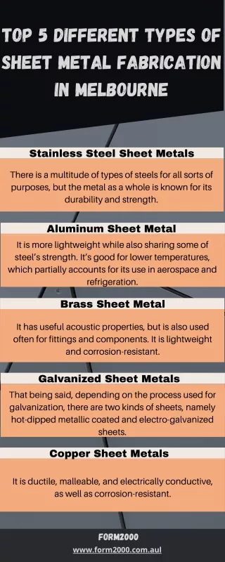 Top 5 Different Types of Sheet Metal Fabrication in Melbourne - FORM2000