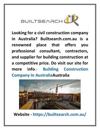Building Construction Company in Australia | Builtsearch.com.au