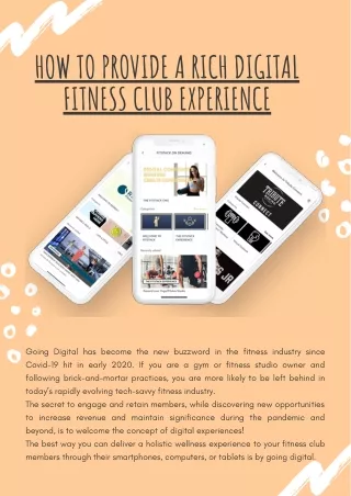 How to Provide a Rich Digital Fitness Club Experience