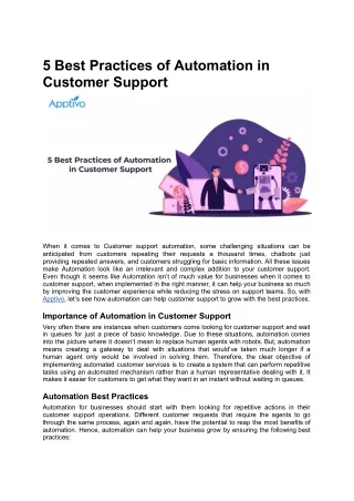 5 Best Practices of Automation in Customer Support