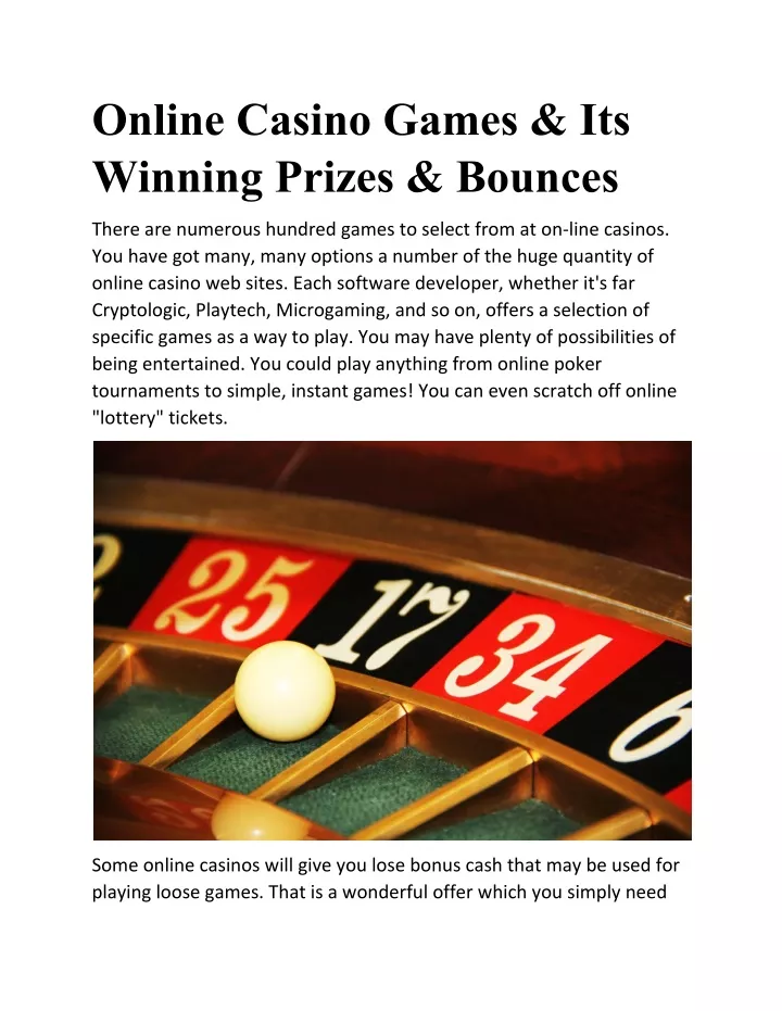 online casino games its winning prizes bounces