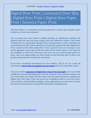 We are a principle merchant and supplier of Digital Door Skin Papers, Door Paper Print, Membrane Digital Door Print, Dec