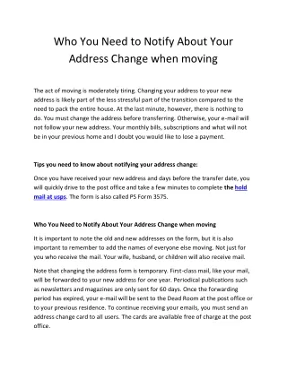 Who You Need to Notify About Your  Address Change when moving