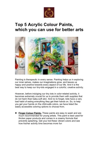 Top 5 Acrylic Colour Paints, which you can use for better arts