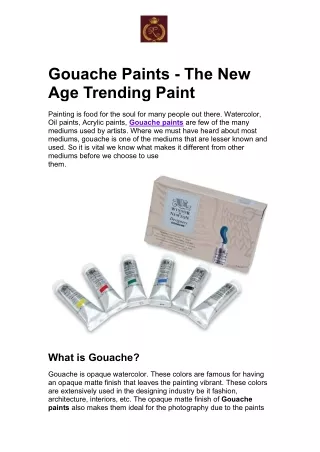 Gouache Paints - The New Age Trending Paint