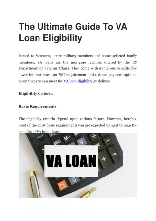 VA Loan Eligibility