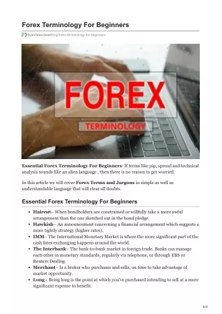 Forex Terminology For Beginners